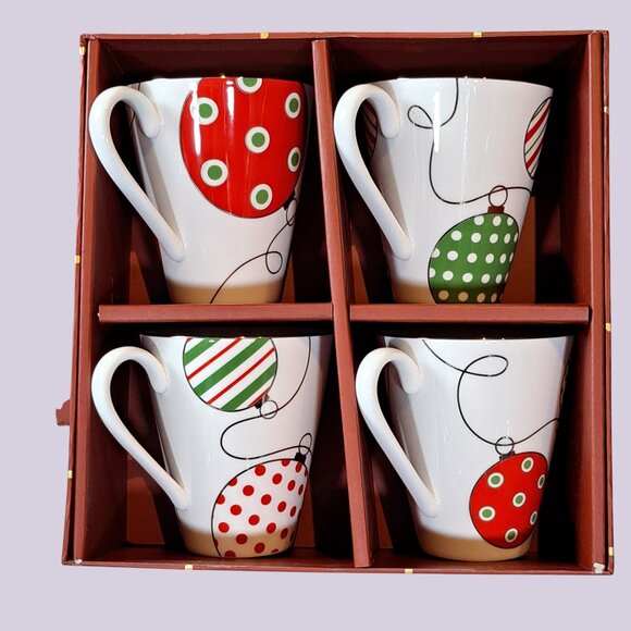 Lenox Merry and Bright Christmas Ornament Mug Cup Boxed Set of 4 - Picture 6 of 8